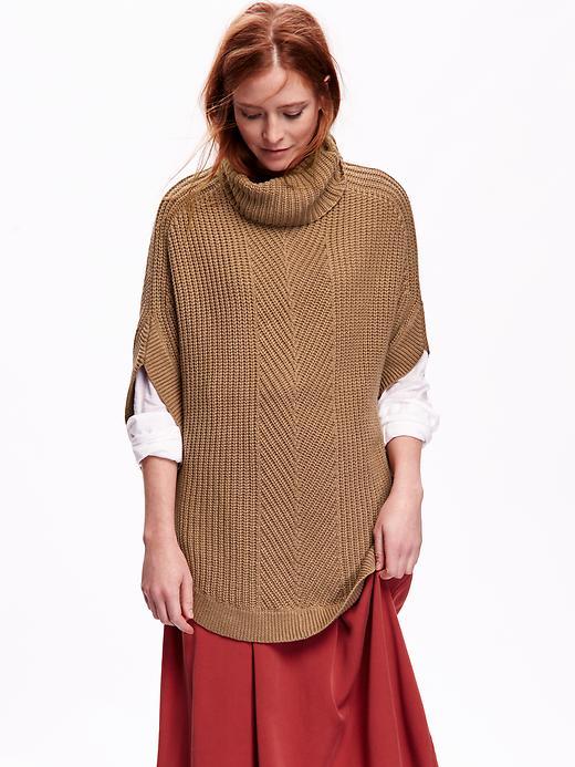 Old Navy Womens Funnel Neck Poncho Size M/l - Deep Camel
