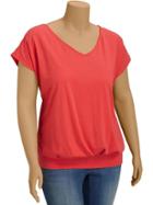 Old Navy Womens Plus Banded V Neck Tops - Rebellion Red