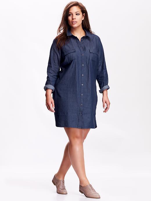 Old Navy Womens Plus Chambray Shirt Dress Size 16 Plus - Chambray Blue