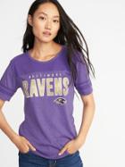 Old Navy Womens Nfl Team Sleeve-stripe Tee For Women Ravens Size L