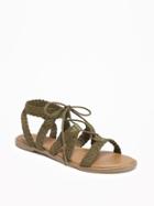 Old Navy Braided Lace Up Sandals For Women - Olive