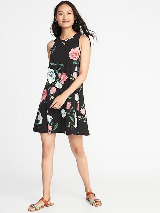 Old Navy Womens Jersey-knit Sleeveless Swing Dress For Women Bold Floral Size Xs
