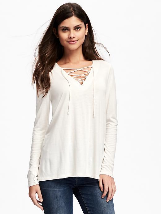 Old Navy Lace Up Swing Top For Women - Creme De La Creme