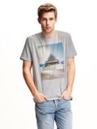 Old Navy Graphic Tee For Men - Light Grey Heather