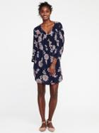 Old Navy Boho Split Neck Swing Dress For Women - Navy Floral