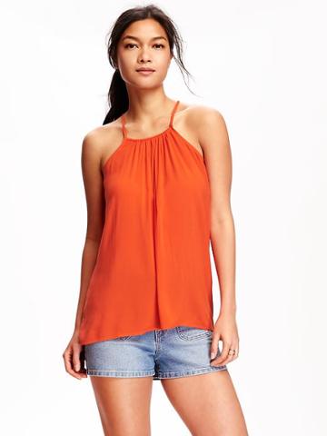 Old Navy Pleated High Neck Tank For Women - Darling Clementine