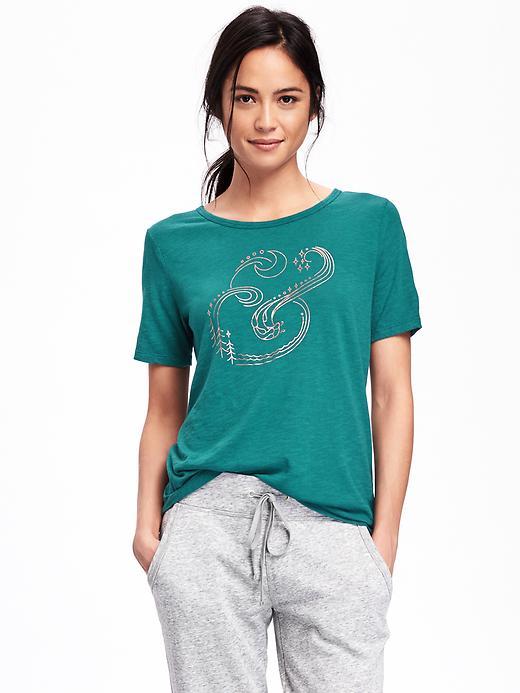Old Navy Relaxed Graphic Crew Neck Tee For Women - Wild Evergreen
