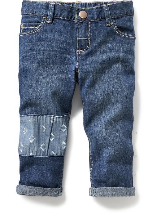 Old Navy Patterned Patch Boyfriend Jeans - Dark Wash