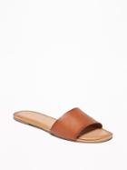 Faux-leather Slide Sandals For Women