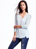 Old Navy Relaxed V Neck Sweater For Women - Ethereal Blue