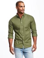 Old Navy Slim Fit Built In Flex Oxford Shirt For Men - Olive Through This