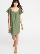 Old Navy Womens Crochet-sleeve Shift Dress For Women Olive Through This Size Xs