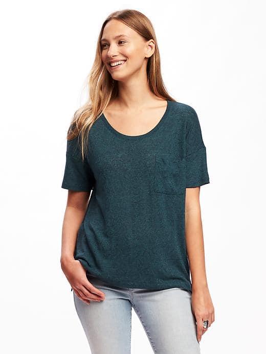 Old Navy Linen Blend Boyfriend Tee For Women - Dreamy Green