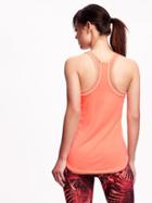 Old Navy Semi Fitted Go Dry Mesh Layer Tank For Women - Melon Shock Neon Poly