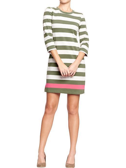 Old Navy Old Navy Womens Rugby Stripe Tee Dresses - Olive Stripe