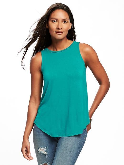 Old Navy Womens Luxe High-neck Swing Tank For Women Emerging Emerald Size Xl