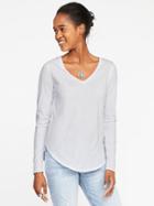 Old Navy Womens Everywear Curved-hem V-neck Tee For Women Lily White Size L