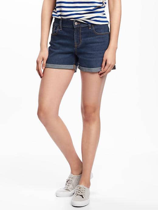 Old Navy Cuffed Boyfriend Denim Shorts For Women 3 1/2 - Night Time