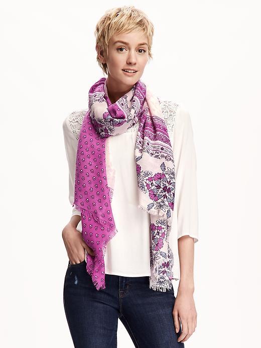 Old Navy Printed Raw Edge Scarf - Pink Floral