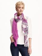 Old Navy Printed Raw Edge Scarf - Pink Floral
