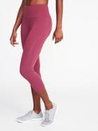 Old Navy Womens High-rise Side-mesh Compression Crops For Women Winter Plum Size L