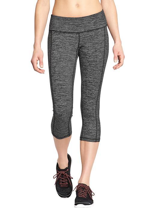 Old Navy Womens Active Microstripe Compression Capris Size L Tall - Soft Black Stripe