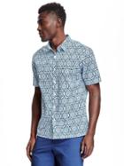 Old Navy Mens Slim-fit Printed Shirt For Men Blue Monaco Size M