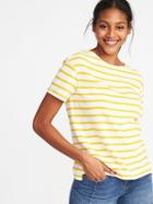 Old Navy Womens Relaxed Mariner-stripe Thick-knit Tee For Women White/yellow Stripe Size L