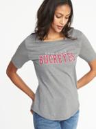 Old Navy Womens College-team Graphic Sleeve-stripe Tee For Women Ohio State Buckeyes Size Xs