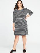 Old Navy Womens Plus-size Ponte-knit Sheath Dress Black White Stripe Size 2x