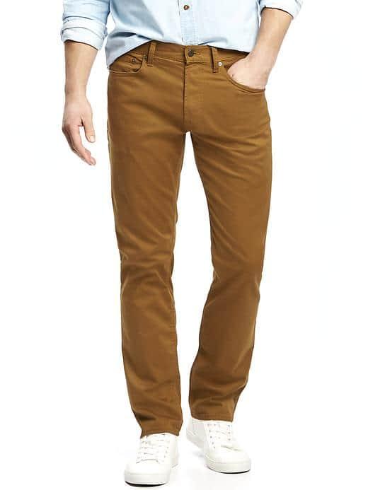 Old Navy Built In Flex Slim Brushed Twill Pants For Men - Bourbon