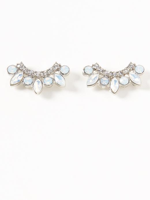 Old Navy Curved Crystal Stud Earrings For Women - Silver
