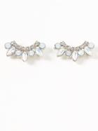 Old Navy Curved Crystal Stud Earrings For Women - Silver