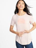 Old Navy Womens Luxe Graphic Curved-hem Tee For Women Everyday Magic Size S