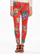 Old Navy Mid Rise Pixie Ankle Pants For Women - Red Print
