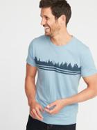Old Navy Mens Soft-washed Printed Crew-neck Tee For Men Blue Forest Stripe Size Xs