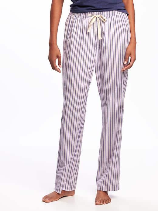 Old Navy Patterned Poplin Sleep Pants For Women - Peach Stripe