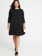 Old Navy Womens Plus-size Jersey Swing Dress Black/white Dots Size 2x