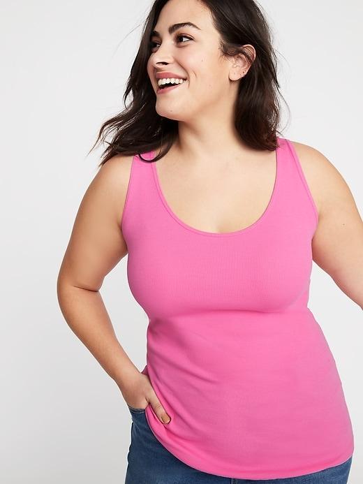 First-layer Fitted Plus-size Rib-knit Tank
