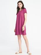 Old Navy Womens Linen-blend Swing Dress For Women Boysenberry Juice Size M