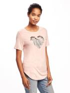 Old Navy Graphic Curved Hem Tee For Women - Pinky Promise