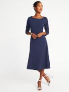 Old Navy Womens Fit & Flare Midi Dress For Women Lost At Sea Navy Size S