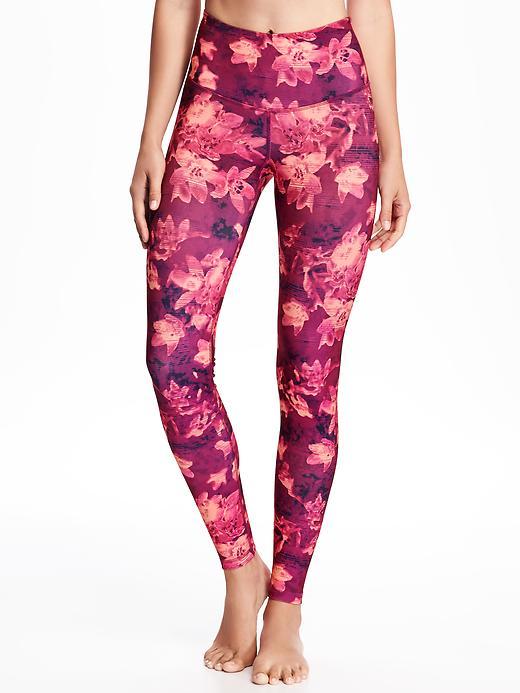 Old Navy High Rise Patterned Compression Leggings For Women - Pink Floral
