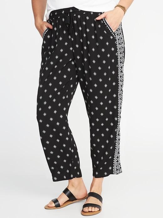 Old Navy Womens Mid-rise Plus-size Printed Soft Pants Black Print Size 3x