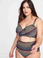 Old Navy Womens Plus-size Wrap-front Swim Top Multi Stripe Size 2x