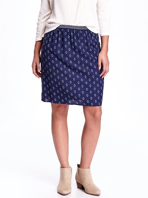 Old Navy Printed Crepe Skirt - Navy Blue Print