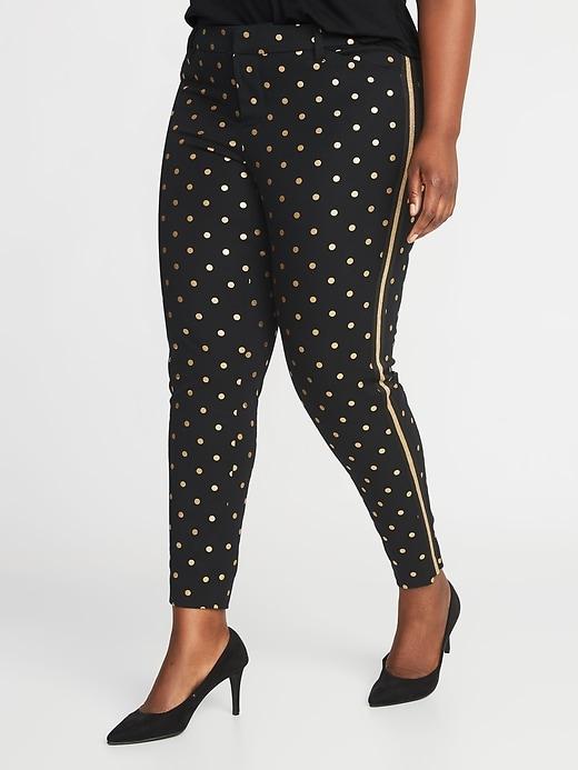 Old Navy Womens Mid-rise Secret-slim Pockets Plus-size Pixie Pants Black/gold Dots Size 24