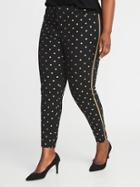 Old Navy Womens Mid-rise Secret-slim Pockets Plus-size Pixie Pants Black/gold Dots Size 24
