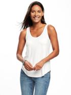 Old Navy Womens Luxe Curved-hem Tank For Women Cream Size Xl