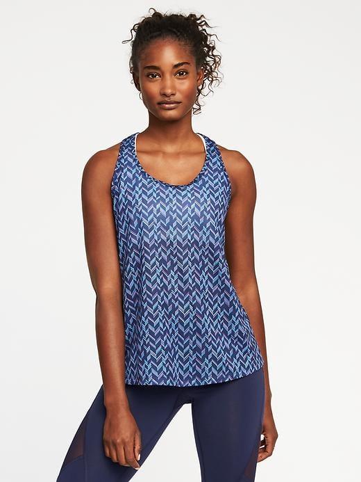 Old Navy Go Dry Strappy Back Tank For Women - Blue Herringbone